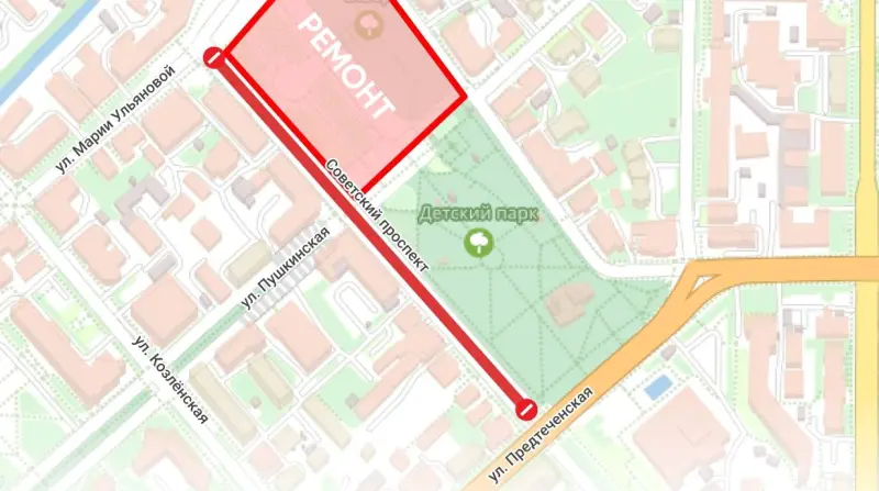 Участок Советского проспекта перекроют на три месяца